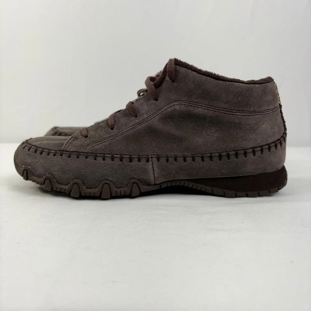 Skechers Bikers Totem Brown Leather Faux Fur Lined Ankle Boots Womens 8.5